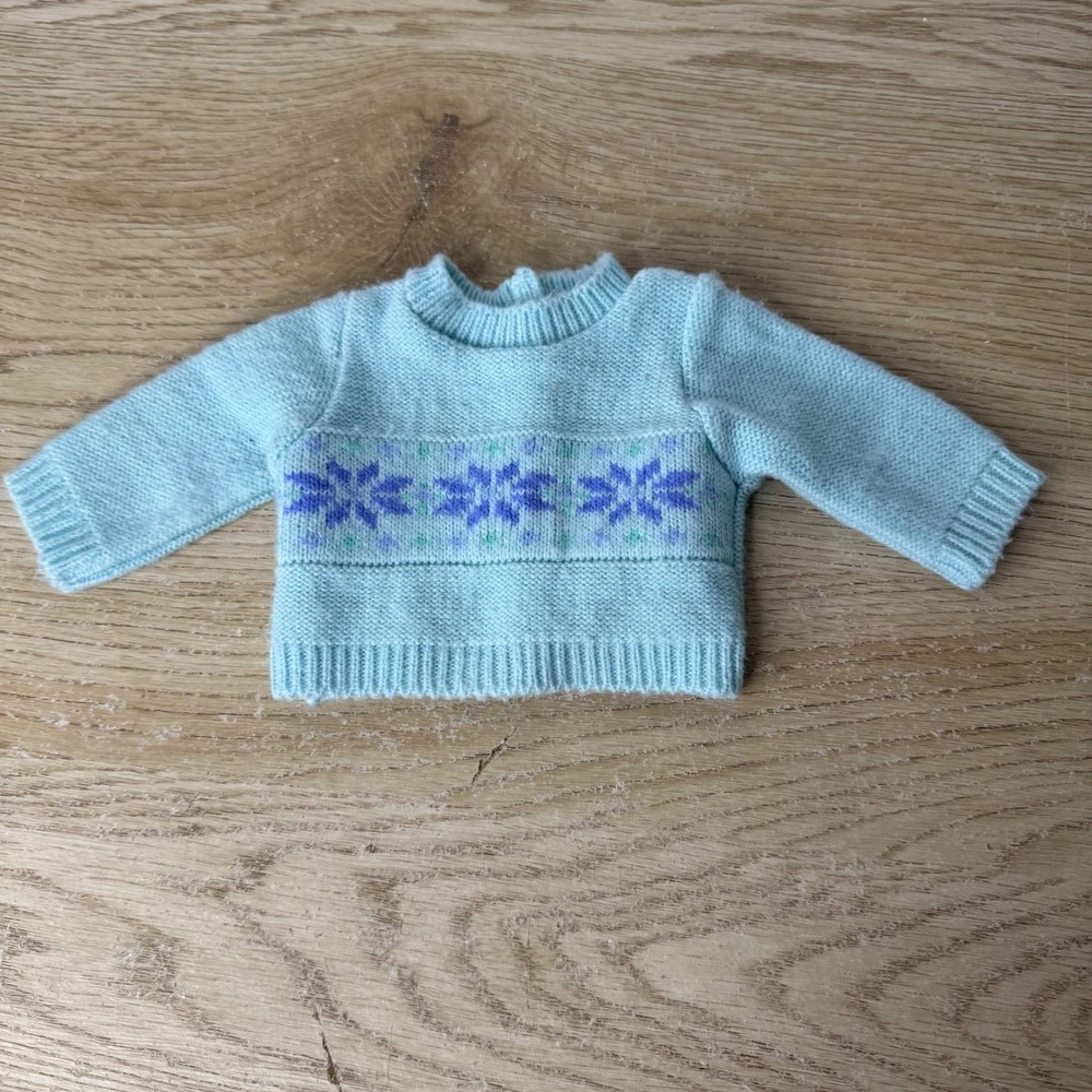 Bitty Baby American Girl Doll Light Blue Fair Isle Snowflake Knit Sweater